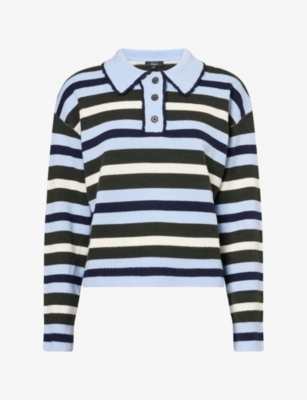 Rails Womens Delora Stripe Wool-blend Knit Jumper Sky Forest Stripe Xs