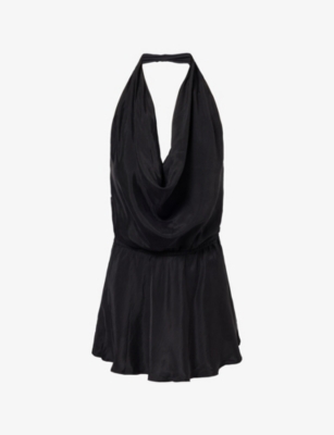 Dissh Womens Adele Cowl-neck Cupro-blend Top Black