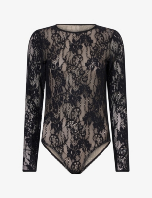 Zimmermann Womens Black Long-sleeve Lace Bodysuit
