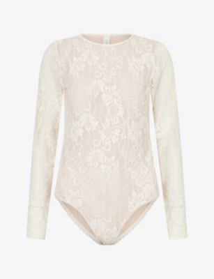 Zimmermann Womens Cream Long-sleeve Lace Bodysuit Xs