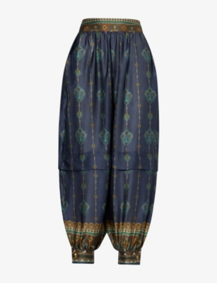 Zimmermann Womens Ascent Harem Silk Trousers Navy Prism Xs