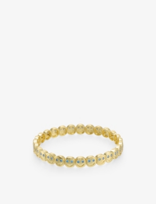 Lisa Gozlan Womens Happy Face Mini 18ct Yellow Gold-plated Brass And Cubic Zirconia Bracelet Mnbr071-yg-aq