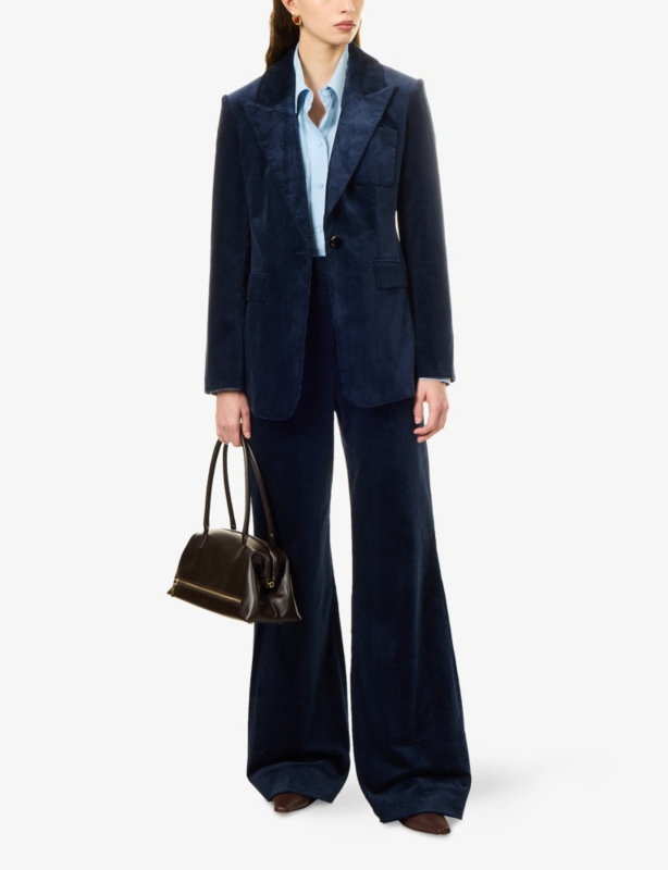 Livvy Peak-Lapel Corduroy Jacket
