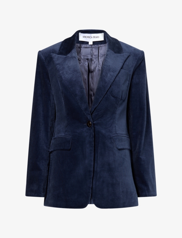 Livvy Peak-Lapel Corduroy Jacket