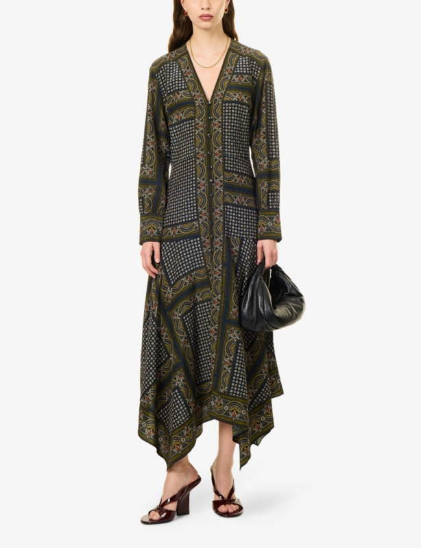 Skye Scarf-Print Silk-Blend Midi Dress