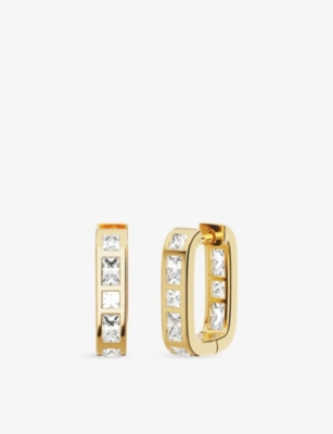 Apm Monaco Womens  Les Reflets Mini Alloy And Cubic Zirconia Hoop Earrings In Yellow