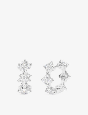 Apm Monaco Womens  Éclat Mini Alloy And Cubic Zirconia Hoop Earrings In White