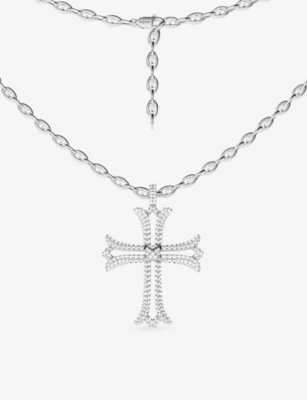 Apm Monaco Womens  Rock Xl Rhodium-plated Alloy And Cubic Zirconia Necklac In White