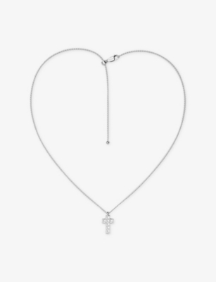 Apm Monaco Womens  Monaco Rhodium-plated Alloy And Princess-cut Cubic Zirconia Necklac In White