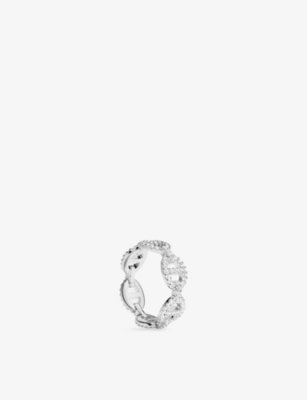 Apm Monaco Womens  Marine Rhodium Plated Alloy And Cubic Zirconia Ring In White