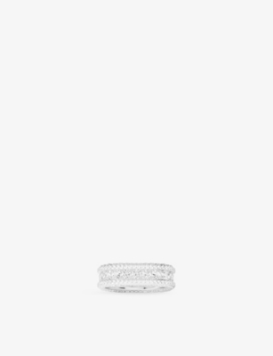 Apm Monaco Womens  Monaco Rhodium Plated Alloy And Cubic Zirconia Ring In White