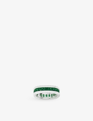 Apm Monaco Womens  Monaco Verte Rhodium Plated Alloy And Cubic Zirconia Ring In White