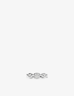 Apm Monaco Womens  Enchaîné Rhodium Plated Alloy And Cubic Zirconia Ring In White