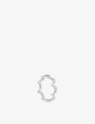 Apm Monaco Womens  Vague Rhodium Plated Alloy And Cubic Zirconia Ring In White