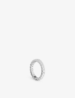 Apm Monaco Womens  Tennis Rhodium Plated Alloy And Cubic Zirconia Ring In White
