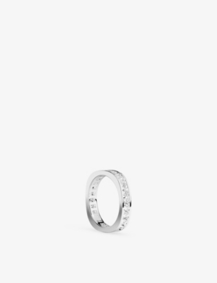 Apm Monaco Womens  Monaco Rhodium Plated Alloy And Cubic Zirconia Ring In White