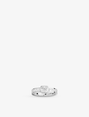 Apm Monaco Womens  Monaco Rhodium Plated Alloy And Cubic Zirconia Ring In White