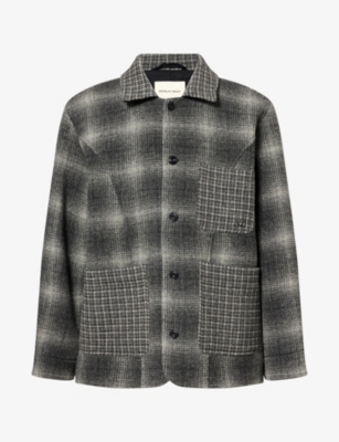 Nicholas Daley Mens Rebel Chore Waffle Wool Coat Grey Xl