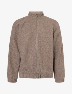 Nobl Mens  Jamie Funnel-neck Zip Woven Jacket In Brown