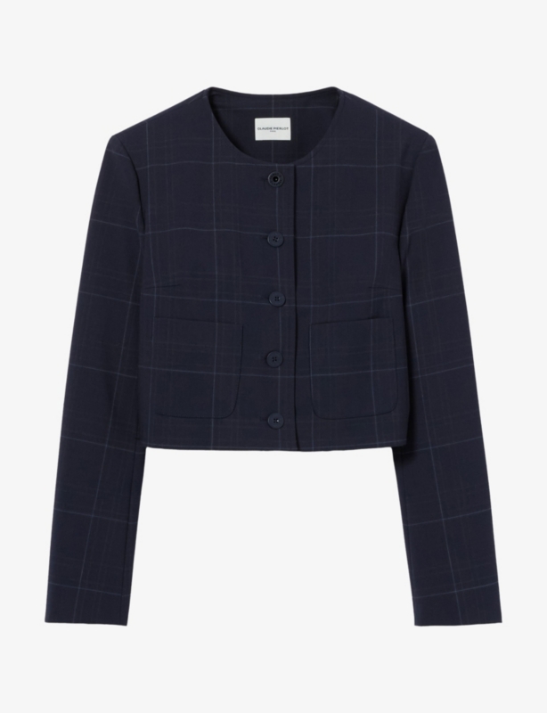 Checked Boxy-Fit Wool-Blend Jacket