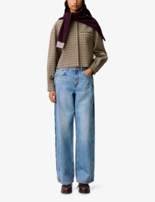 CLAUDIE PIERLOT: Checked Cropped Wool-Blend Jacket
