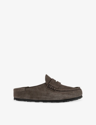 Birkenstock Womens Suede Concrete Gray Naples Wrapped Suede Clogs Eur 39 / 6 Uk