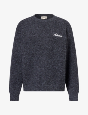 Adanola Womens Embroidered-logo Oversize Cotton-knit Jumper Charcoal