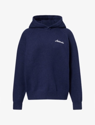 Adanola Womens Logo-embroidered Oversize Cotton-knit Hoody Navy