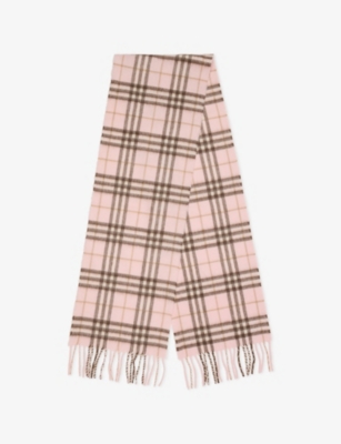 Burberry Kids' Checked Cashmere Scarf Bow Pink In Neutral