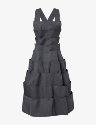 Comme Comme Des Garcons Womens Panelled Open-side Wool Midi Dress Medium Grey