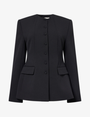 Camilla And Marc Womens Namira Round-neck Woven Blazer Black