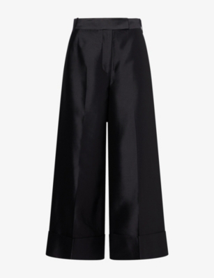 Camilla And Marc Womens Sona Cropped Wool-and-silk Trousers Black