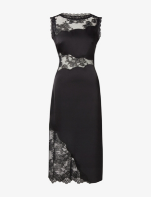 Malina Womens  Desire Lace-panel Woven Midi Dress In Black