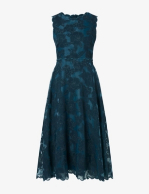 Malina Womens  Elin Floral-lace Cotton-blend Midi Dress In Teal
