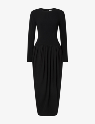 Malina Womens Lexie Balloon-skirt Woven Midi Dress Black