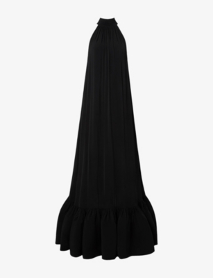 Malina Womens Lykke Ruffled-hem Woven Maxi Dress Black