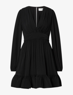 Malina Womens Jadie Ruffled-hem Lyocell-blend Mini Dress Black