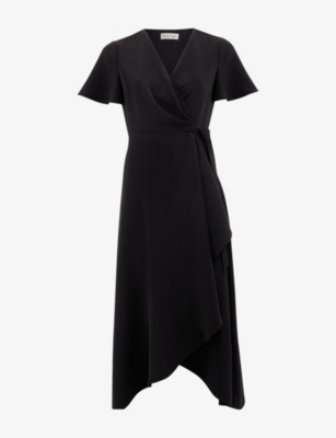 Phase Eight Womens Julissa Wrap-front Woven Midi Dress Black