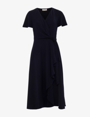 Phase Eight Womens Julissa Wrap-front Woven Midi Dress Navy