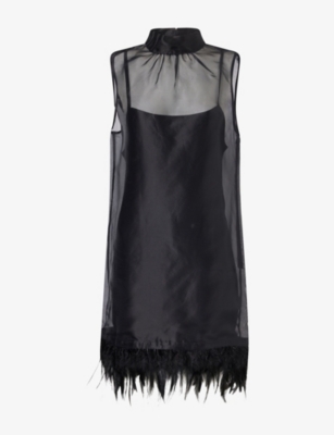 Staud Womens Albee Organza Mini Dress Black Blk Xs