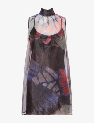 Staud Womens Albee Organza Mini Dress Butterfly Fuchsia