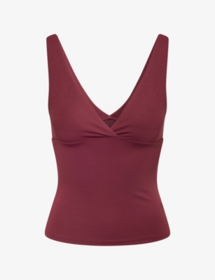 We Are Tala Omens  Dayflex V-neck Vest Top In Burgundy