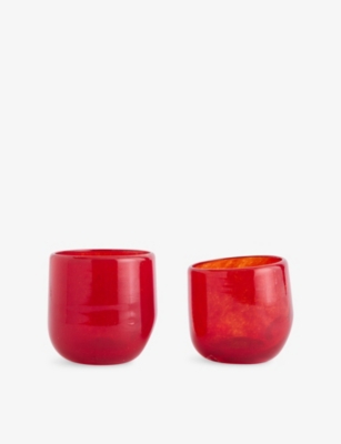 Completedworks Thaw Set Of Two Glass Dimple Cups Red