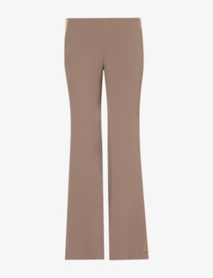 Oude Waag Omens  Paneled Flared Crepe Trousers In Brown