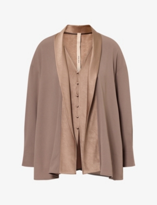 Oude Waag Omens  Mandarin Lapel Crepe Shirt In Moss Grey