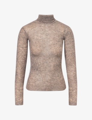 Oude Waag Omens  Hazy Turtle-neck Wool-blend Top In Brown