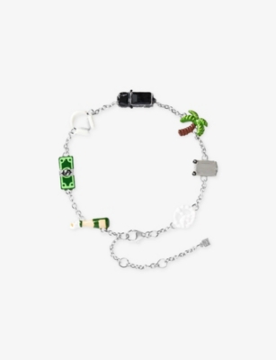 Poubel Mens Malibu Mini Sterling-silver Charm Bracelet
