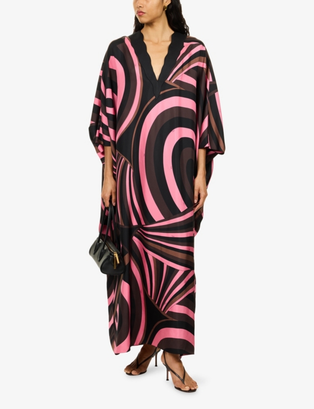 Caftano Graphic-Print Silk Kaftan
