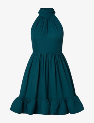 Malina Womens Fern Ruffled-hem Woven Mini Dress Teal