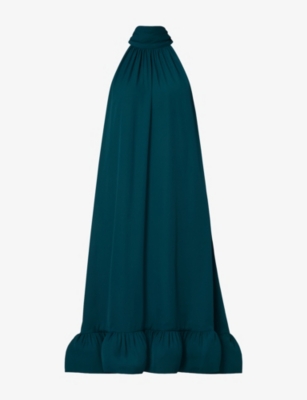 Malina Womens Sabrina Ruffled-hem Woven Midi Dress Teal